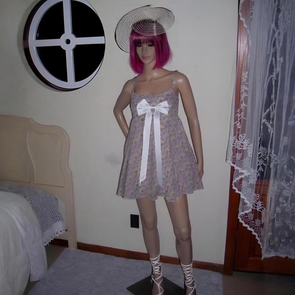 vintage floral cotton babydoll dress (bow not included)